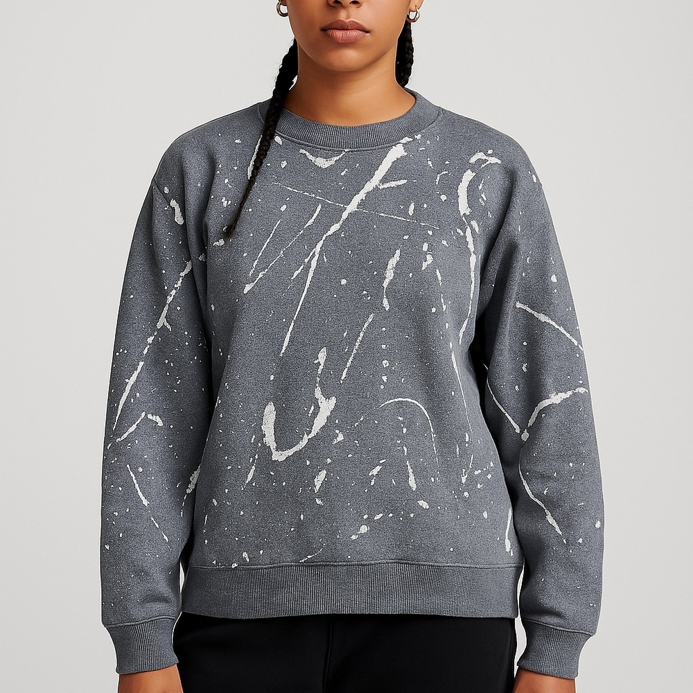 Beans plus x Issey Miyake Gray Splatter Design Men's Sweater - Picture 6 of 6